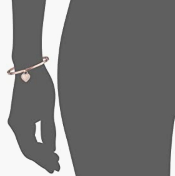 Michael Kors Bracelet Rose Gold Tone Pave Crystals Logo Heart Hinged Bangle NWT - Picture 3 of 10